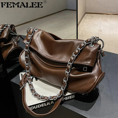 Soft Leather Flap Tote Bag Top Folds Crossbody Bags for Women