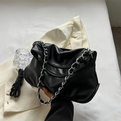 Soft Leather Flap Tote Bag Top Folds Crossbody Bags for Women