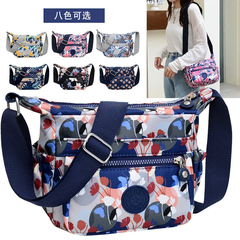 Women's Summer Floral Crossbody Bag Middle Aged Shoulder Handbag