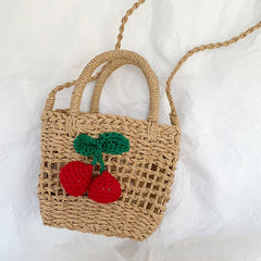 Women's Summer Straw Bag Hand-woven Beach Holiday Mini Bucket Bag