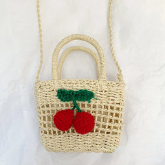 Women's Summer Straw Bag Hand-woven Beach Holiday Mini Bucket Bag