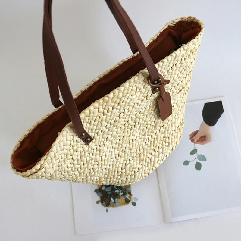 Women's Straw Shoulder Bag Large-capacity Beach Tote Travel Bag