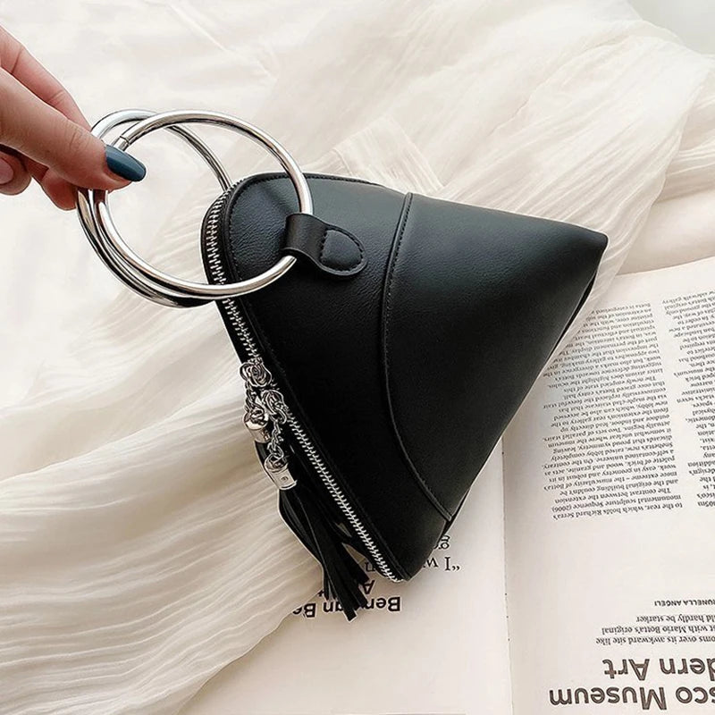 Women's Tassel Bag Single-Shoulder Crossbody Bag Ring Handbag