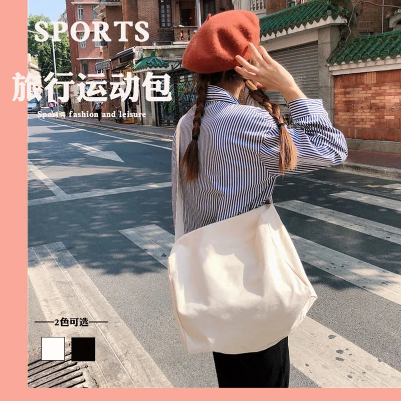 Women's Harajuku Style Canvas Tote Bag Crossbody Purse