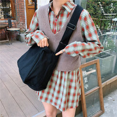 Women's Harajuku Style Canvas Tote Bag Crossbody Purse