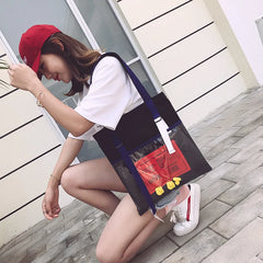 Women's Duck Print Canvas Tote Bag Crossbody Shopper Purse