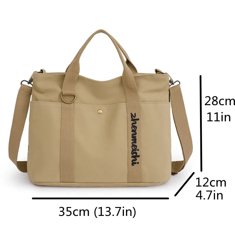 Canvas Tote Bag Large Capacity Handbag Casual Shoulder Messenger Travel Shopping