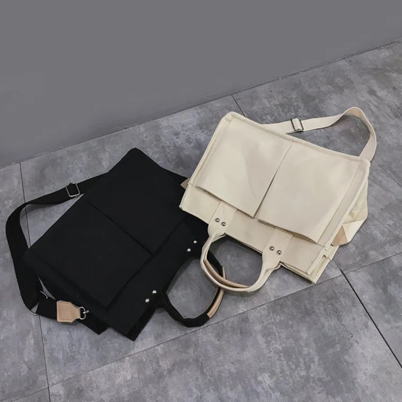 Canvas Tote Bag Large Capacity Crossbody Shopper Handbag