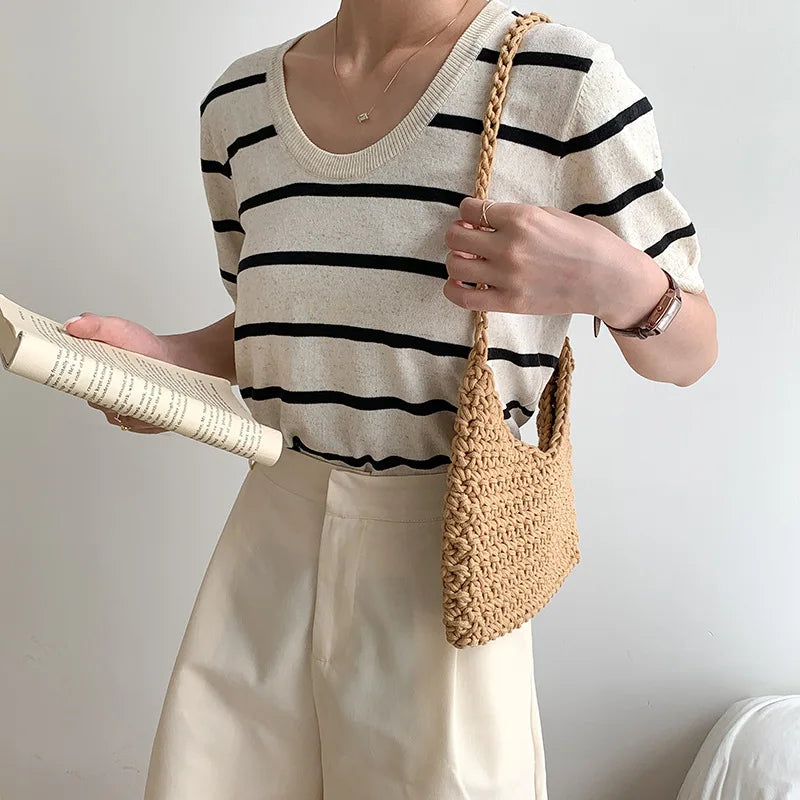 Women's Knitting Tote Bag Autumn Winter Handbag