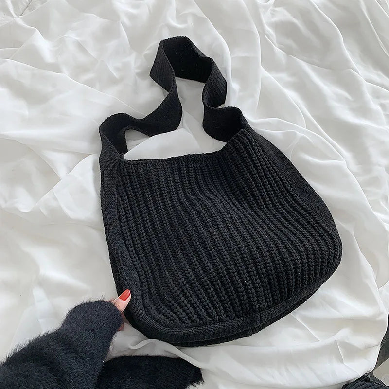 Large Capacity Women's Knit Tote Bag Handbag
