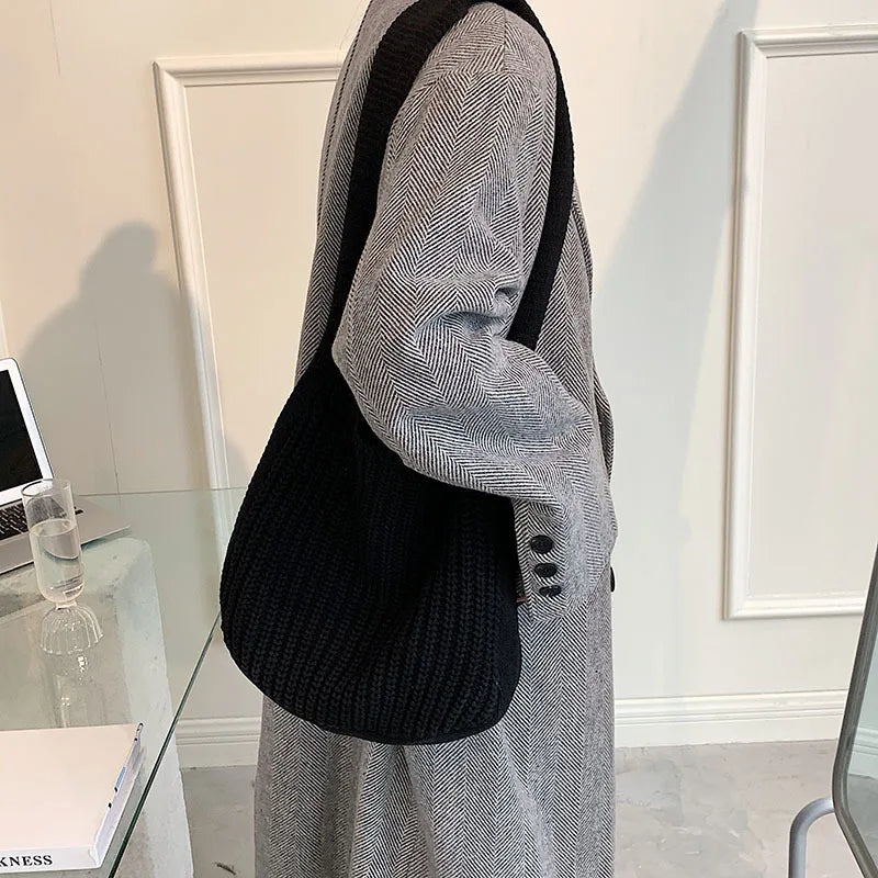 Large Capacity Women's Knit Tote Bag Handbag