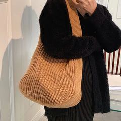 Large Capacity Women's Knit Tote Bag Handbag