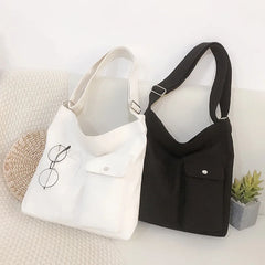 Canvas Tote Bag Large Capacity Crossbody Shoulder School Shopper