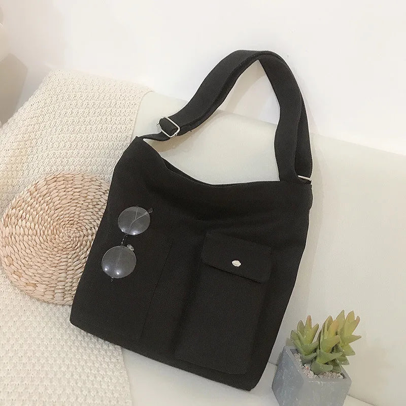 Canvas Tote Bag Large Capacity Crossbody Shoulder School Shopper