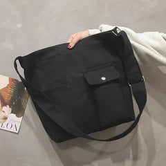Canvas Tote Bag Large Capacity Crossbody Shoulder School Shopper
