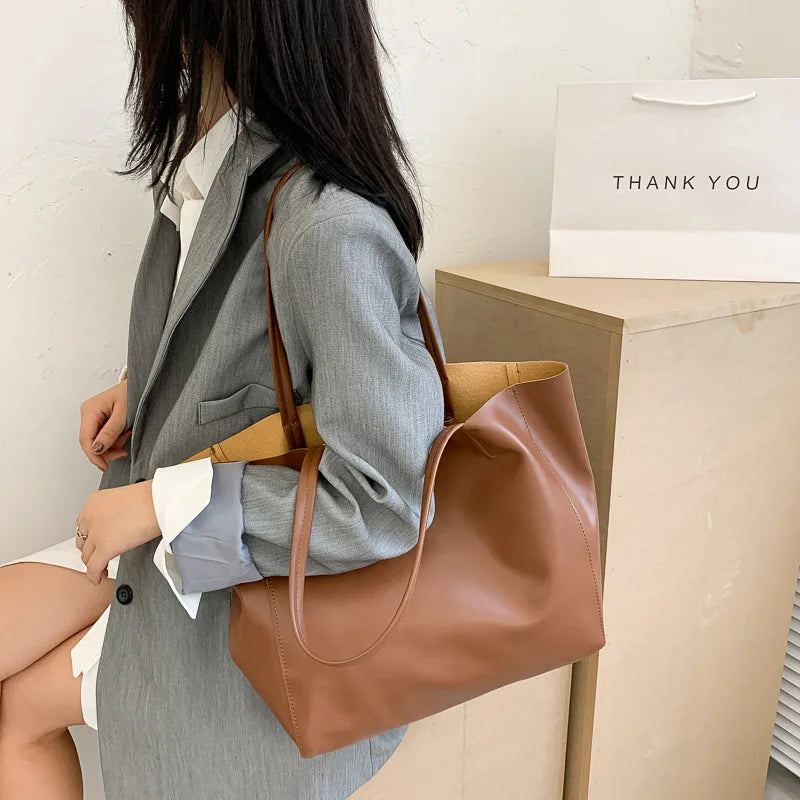 Large Capacity Women's Tote Bag Casual One-shoulder Handbag Shopping Bag