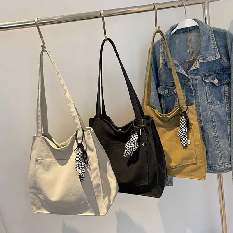 Canvas Tote Shoulder Bag Large Capacity Handbag for Women