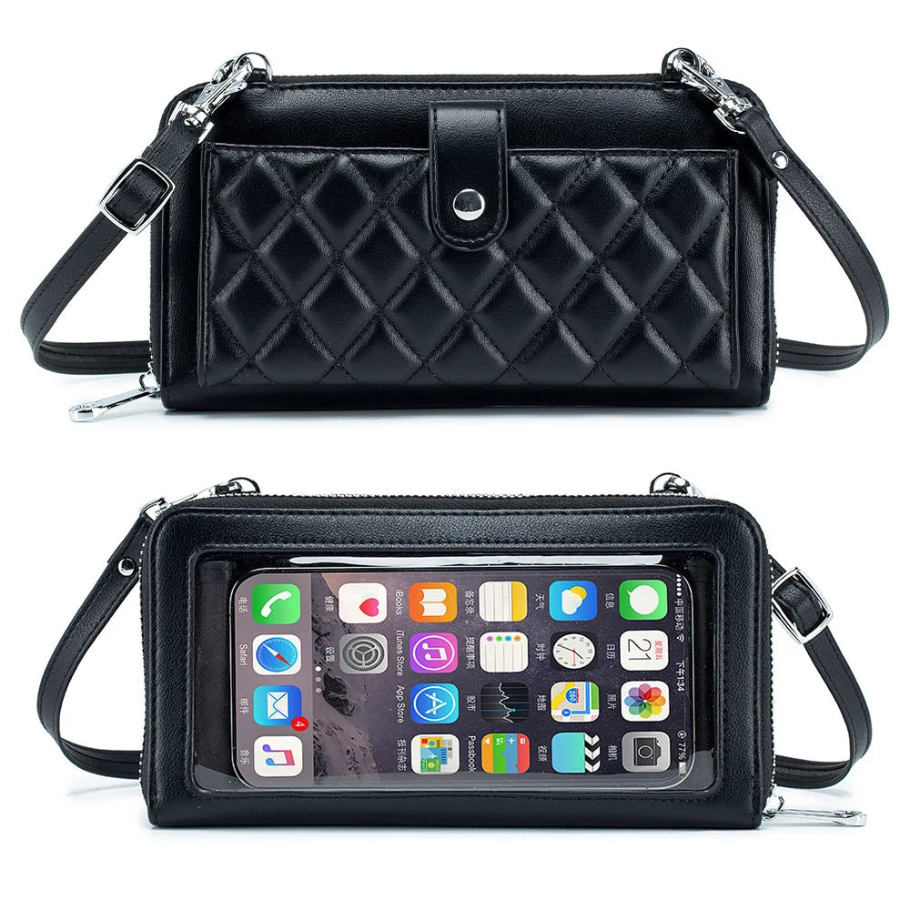 Women's Touch Screen Phone Bag High Leather Purses Crossbody Bags for Women