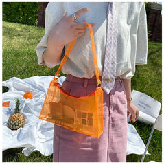 Women's Transparent Jelly Bag Female Hobos Beach Shoulder Bags