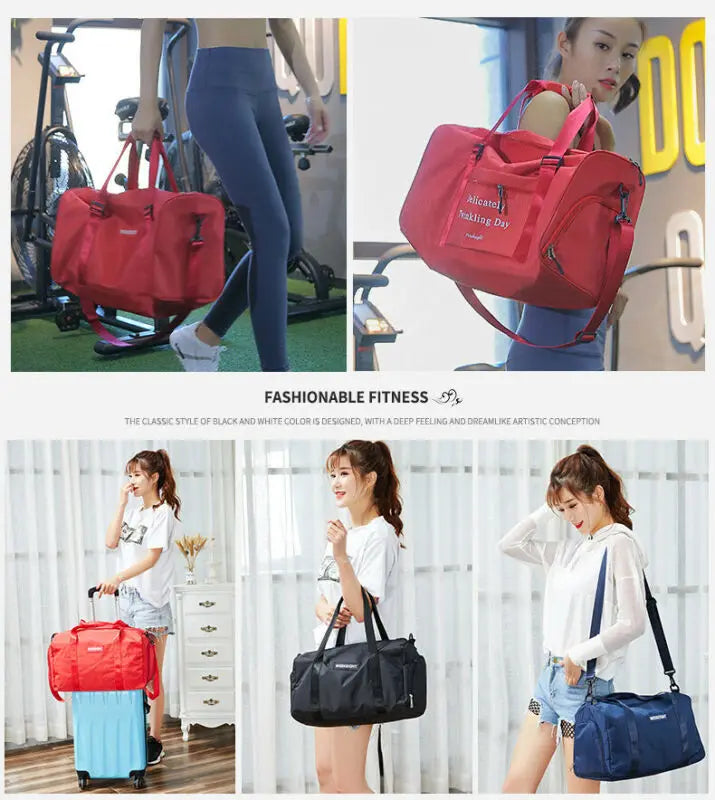 Women's Travel Bags Hand Luggage Handbag Sports Gym Shoulder Bag Weekend Duffel