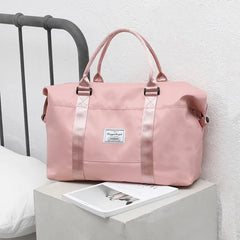 Pink Oxford Waterproof Women's Travel Baggage Handbags with Dry-wet Separation