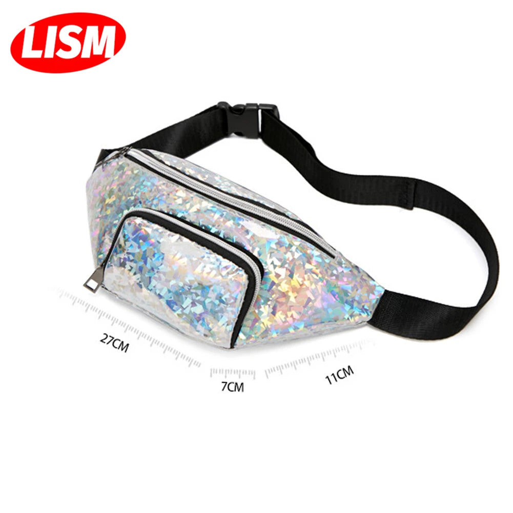 Women's Laser Waist Bag Colorful Slim Shoulder Fanny Pack