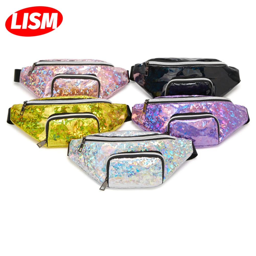 Women's Laser Waist Bag Colorful Slim Shoulder Fanny Pack
