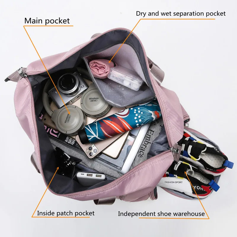 Women's Travel Bag Large Hand Luggage Gym Duffle Weekend Bag