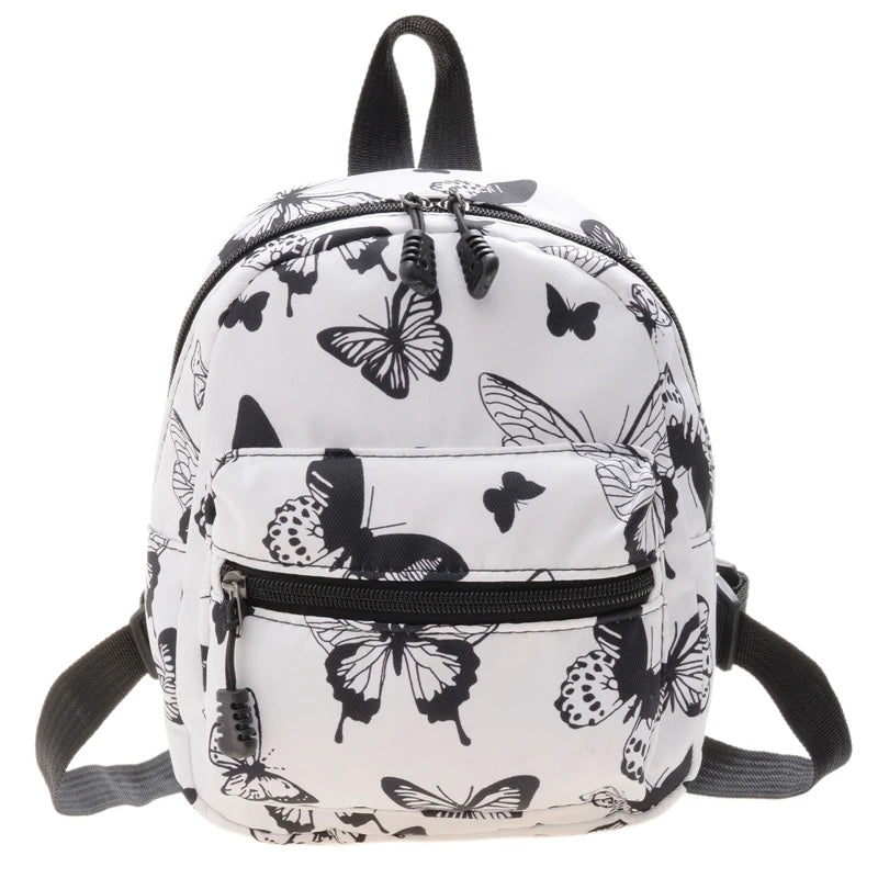Women's Nylon Backpacks Butterfly Leopard Print Small Bag School Teen Girls