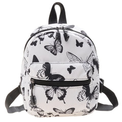 Women's Nylon Backpacks Butterfly Leopard Print Small Bag School Teen Girls