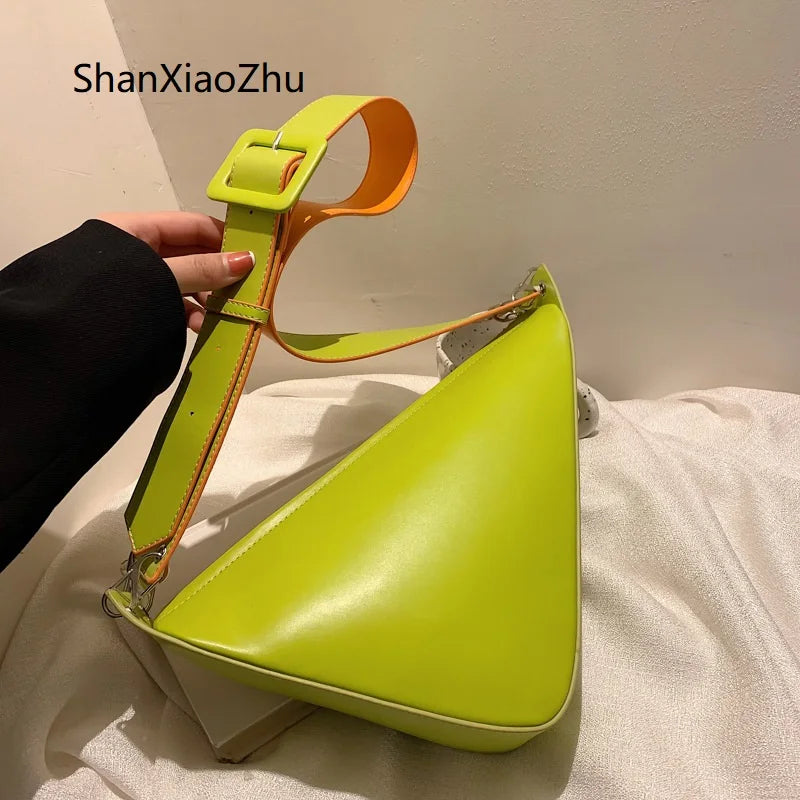 Women's Triangle PU Leather Shoulder Bag Crossbody Bag