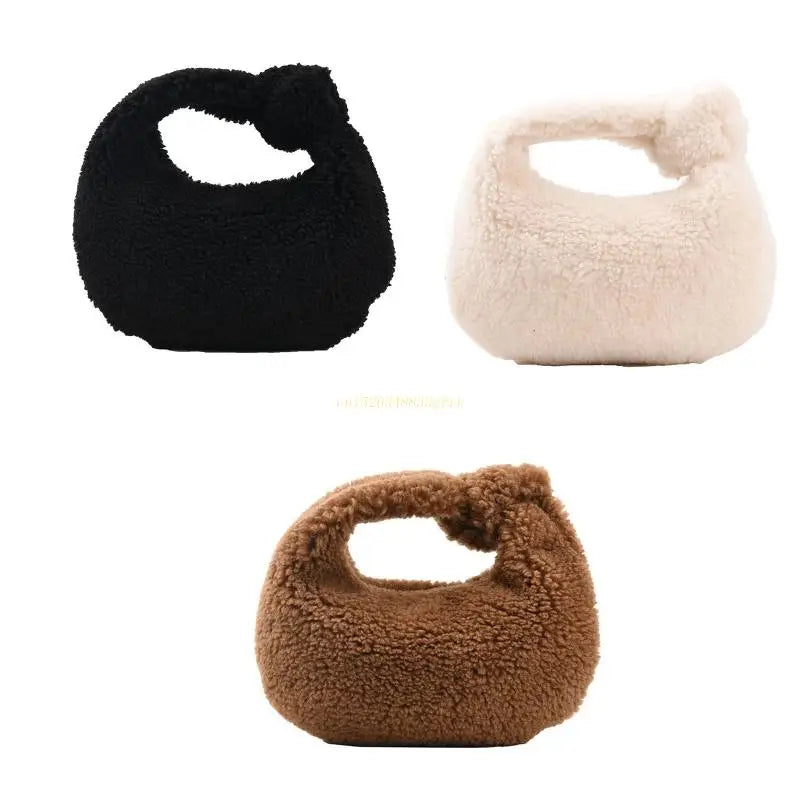 Women's Fluffy Plush Underarm Bag Soft Warm for Autumn Winter
