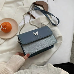 Women's Underarm Bag Solid Shoulder Bag With Butterfly Chain