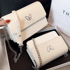 Women's Underarm Bag Solid Shoulder Bag With Butterfly Chain