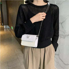 Women's Underarm Bag Solid Shoulder Bag With Butterfly Chain