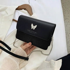Women's Underarm Bag Solid Shoulder Bag With Butterfly Chain