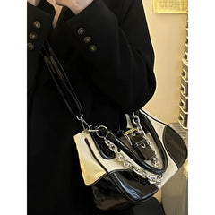 Women's Canvas Splicing Shoulder Bags Young Girls Shopping Crossbody Bags