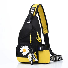 Floral Pattern Chest Bag for Women, Unisex Travel Sports Strap Bag
