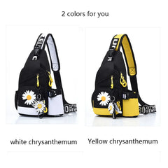 Floral Pattern Chest Bag for Women, Unisex Travel Sports Strap Bag