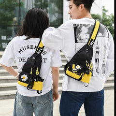 Floral Pattern Chest Bag for Women, Unisex Travel Sports Strap Bag