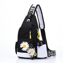Floral Pattern Chest Bag for Women, Unisex Travel Sports Strap Bag