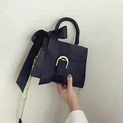 Women's Velvet Messenger Bag with Bow, Casual Solid Retro Handbag