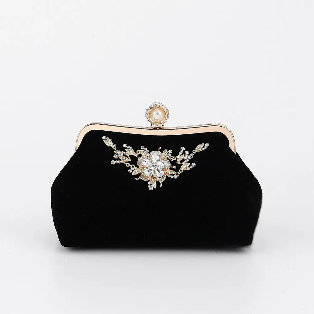 Vintage Velvet Cloth Shoulder Crossbody Bag Party Clutch Evening Bag