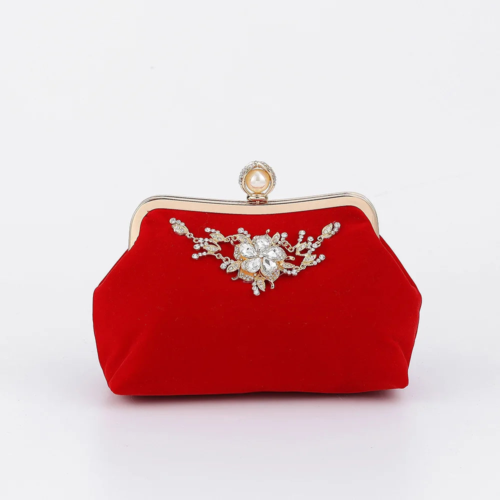 Vintage Velvet Cloth Shoulder Crossbody Bag Party Clutch Evening Bag
