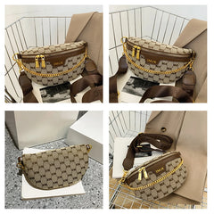 Women's Canvas Fanny Pack Embroidered Shoulder Crossbody Bag