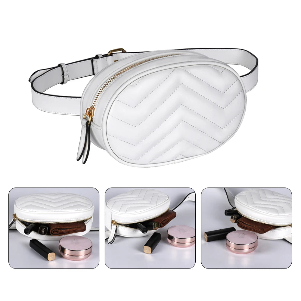 Women's PU Leather Oval Waist Bag Fanny Pack