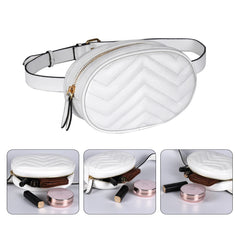 Women's PU Leather Oval Waist Bag Fanny Pack