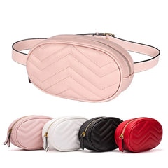 Women's PU Leather Oval Waist Bag Fanny Pack
