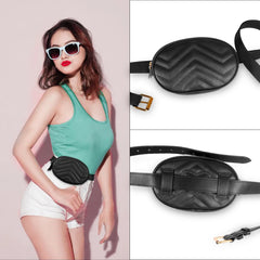 Women's PU Leather Oval Waist Bag Fanny Pack