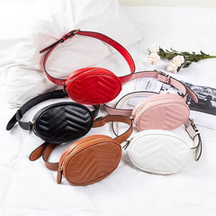 Women's Oval Belt Bag PU Leather Fanny Pack Hip Purse